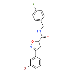 ChemSpider 2D Image | 3-(3-Bromophenyl)-N-(4-fluorobenzyl)-4,5-dihydro-1,2-oxazole-5-carboxamide | C17H14BrFN2O2