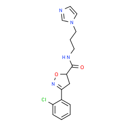 ChemSpider 2D Image | 3-(2-Chlorophenyl)-N-[3-(1H-imidazol-1-yl)propyl]-4,5-dihydro-1,2-oxazole-5-carboxamide | C16H17ClN4O2