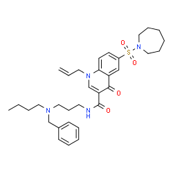 ChemSpider 2D Image | 1-Allyl-6-(1-azepanylsulfonyl)-N-{3-[benzyl(butyl)amino]propyl}-4-oxo-1,4-dihydro-3-quinolinecarboxamide | C33H44N4O4S