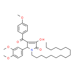 ChemSpider 2D Image | 5-(3,4-Dimethoxyphenyl)-1-hexadecyl-3-hydroxy-4-(4-methoxybenzoyl)-1,5-dihydro-2H-pyrrol-2-one | C36H51NO6