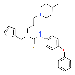 ChemSpider 2D Image | 1-[3-(4-Methyl-1-piperidinyl)propyl]-3-(4-phenoxyphenyl)-1-(2-thienylmethyl)thiourea | C27H33N3OS2