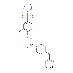 ChemSpider 2D Image | 1-(4-Benzyl-1-piperidinyl)-2-[2-methyl-4-(1-pyrrolidinylsulfonyl)phenoxy]ethanone | C25H32N2O4S