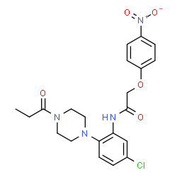 ChemSpider 2D Image | N-[5-Chloro-2-(4-propionyl-1-piperazinyl)phenyl]-2-(4-nitrophenoxy)acetamide | C21H23ClN4O5