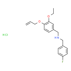 ChemSpider 2D Image | 1-[4-(Allyloxy)-3-ethoxyphenyl]-N-(4-fluorobenzyl)methanamine hydrochloride (1:1) | C19H23ClFNO2