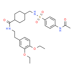 ChemSpider 2D Image | 4-({[(4-Acetamidophenyl)sulfonyl]amino}methyl)-N-[2-(3,4-diethoxyphenyl)ethyl]cyclohexanecarboxamide | C28H39N3O6S