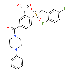 ChemSpider 2D Image | {4-[(2,5-Difluorobenzyl)sulfonyl]-3-nitrophenyl}(4-phenyl-1-piperazinyl)methanone | C24H21F2N3O5S