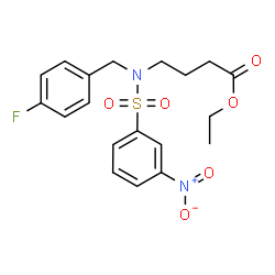 ChemSpider 2D Image | Ethyl 4-{(4-fluorobenzyl)[(3-nitrophenyl)sulfonyl]amino}butanoate | C19H21FN2O6S