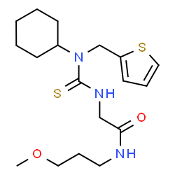 ChemSpider 2D Image | N~2~-[Cyclohexyl(2-thienylmethyl)carbamothioyl]-N-(3-methoxypropyl)glycinamide | C18H29N3O2S2