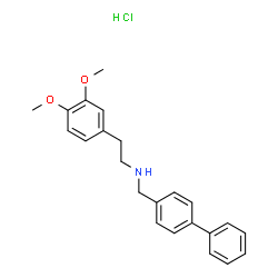 ChemSpider 2D Image | N-(4-Biphenylylmethyl)-2-(3,4-dimethoxyphenyl)ethanamine hydrochloride (1:1) | C23H26ClNO2