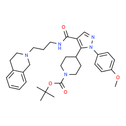 ChemSpider 2D Image | 2-Methyl-2-propanyl 4-[4-{[3-(3,4-dihydro-2(1H)-isoquinolinyl)propyl]carbamoyl}-1-(4-methoxyphenyl)-1H-pyrazol-5-yl]-1-piperidinecarboxylate | C33H43N5O4
