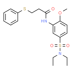 ChemSpider 2D Image | N-[5-(Diethylsulfamoyl)-2-methoxyphenyl]-3-(phenylsulfanyl)propanamide | C20H26N2O4S2