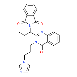 ChemSpider 2D Image | 2-(1-{3-[3-(1H-Imidazol-1-yl)propyl]-4-oxo-3,4-dihydro-2-quinazolinyl}propyl)-1H-isoindole-1,3(2H)-dione | C25H23N5O3