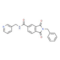 ChemSpider 2D Image | 2-Benzyl-1,3-dioxo-N-(3-pyridinylmethyl)-5-isoindolinecarboxamide | C22H17N3O3
