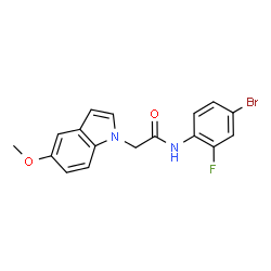 ChemSpider 2D Image | N-(4-Bromo-2-fluorophenyl)-2-(5-methoxy-1H-indol-1-yl)acetamide | C17H14BrFN2O2