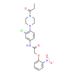 ChemSpider 2D Image | N-[3-Chloro-4-(4-propionyl-1-piperazinyl)phenyl]-2-(2-nitrophenoxy)acetamide | C21H23ClN4O5