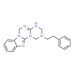 ChemSpider 2D Image | 2-(2-Phenylethyl)-2,3,4,6-tetrahydro-1H-[1,3,5]triazino[1',2':3,4][1,3,5]triazino[1,2-a]benzimidazole | C19H20N6