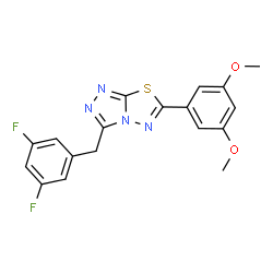 ChemSpider 2D Image | 3-(3,5-Difluorobenzyl)-6-(3,5-dimethoxyphenyl)[1,2,4]triazolo[3,4-b][1,3,4]thiadiazole | C18H14F2N4O2S