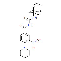 ChemSpider 2D Image | N-(Adamantan-1-ylcarbamothioyl)-3-nitro-4-(1-piperidinyl)benzamide | C23H30N4O3S