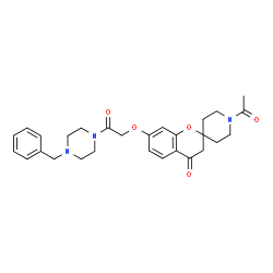 ChemSpider 2D Image | 1'-Acetyl-7-[2-(4-benzyl-1-piperazinyl)-2-oxoethoxy]spiro[chromene-2,4'-piperidin]-4(3H)-one | C28H33N3O5