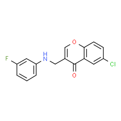 ChemSpider 2D Image | 6-Chloro-3-{[(3-fluorophenyl)amino]methyl}-4H-chromen-4-one | C16H11ClFNO2