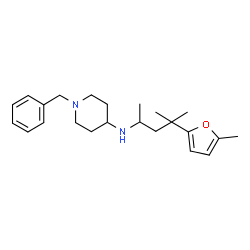 ChemSpider 2D Image | 1-Benzyl-N-[4-methyl-4-(5-methyl-2-furyl)-2-pentanyl]-4-piperidinamine | C23H34N2O
