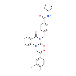 ChemSpider 2D Image | N-Cyclopentyl-4-({1-[2-(3,4-dichlorophenyl)-2-oxoethyl]-2,4-dioxo-1,4-dihydro-3(2H)-quinazolinyl}methyl)benzamide | C29H25Cl2N3O4