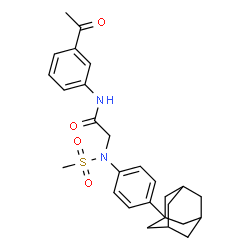 ChemSpider 2D Image | N-(3-Acetylphenyl)-N~2~-[4-(adamantan-1-yl)phenyl]-N~2~-(methylsulfonyl)glycinamide | C27H32N2O4S