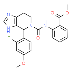 ChemSpider 2D Image | Methyl 2-({[4-(2-fluoro-4-methoxyphenyl)-1,4,6,7-tetrahydro-5H-imidazo[4,5-c]pyridin-5-yl]carbonyl}amino)benzoate | C22H21FN4O4