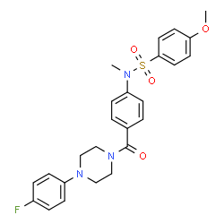 ChemSpider 2D Image | N-(4-{[4-(4-Fluorophenyl)-1-piperazinyl]carbonyl}phenyl)-4-methoxy-N-methylbenzenesulfonamide | C25H26FN3O4S