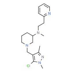 ChemSpider 2D Image | 1-[(5-Chloro-1,3-dimethyl-1H-pyrazol-4-yl)methyl]-N-methyl-N-[2-(2-pyridinyl)ethyl]-3-piperidinamine | C19H28ClN5