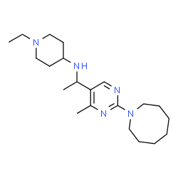 ChemSpider 2D Image | N-{1-[2-(1-Azocanyl)-4-methyl-5-pyrimidinyl]ethyl}-1-ethyl-4-piperidinamine | C21H37N5
