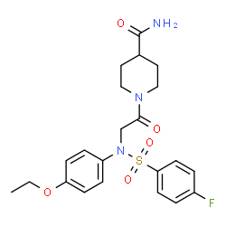 ChemSpider 2D Image | 1-{N-(4-Ethoxyphenyl)-N-[(4-fluorophenyl)sulfonyl]glycyl}-4-piperidinecarboxamide | C22H26FN3O5S