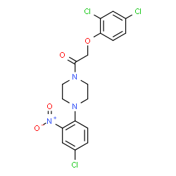 ChemSpider 2D Image | 1-[4-(4-Chloro-2-nitrophenyl)-1-piperazinyl]-2-(2,4-dichlorophenoxy)ethanone | C18H16Cl3N3O4