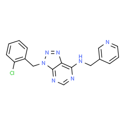 ChemSpider 2D Image | 3-[(2-chlorophenyl)methyl]-N-(3-pyridylmethyl)triazolo[4,5-d]pyrimidin-7-amine | C17H14ClN7