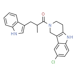 ChemSpider 2D Image | 1-(8-Chloro-1,3,4,5-tetrahydro-2H-pyrido[4,3-b]indol-2-yl)-3-(1H-indol-3-yl)-2-methyl-1-propanone | C23H22ClN3O