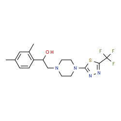 ChemSpider 2D Image | 1-(2,4-Dimethylphenyl)-2-{4-[5-(trifluoromethyl)-1,3,4-thiadiazol-2-yl]-1-piperazinyl}ethanol | C17H21F3N4OS