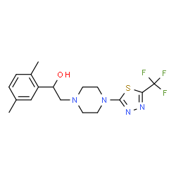 ChemSpider 2D Image | 1-(2,5-Dimethylphenyl)-2-{4-[5-(trifluoromethyl)-1,3,4-thiadiazol-2-yl]-1-piperazinyl}ethanol | C17H21F3N4OS