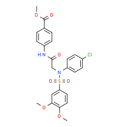 ChemSpider 2D Image | Methyl 4-({N-(4-chlorophenyl)-N-[(3,4-dimethoxyphenyl)sulfonyl]glycyl}amino)benzoate | C24H23ClN2O7S