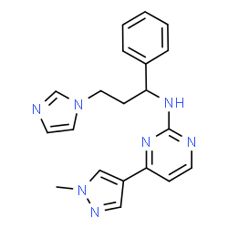 ChemSpider 2D Image | N-[3-(1H-Imidazol-1-yl)-1-phenylpropyl]-4-(1-methyl-1H-pyrazol-4-yl)-2-pyrimidinamine | C20H21N7