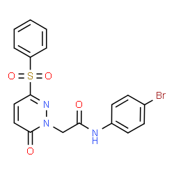 ChemSpider 2D Image | N-(4-Bromophenyl)-2-[6-oxo-3-(phenylsulfonyl)-1(6H)-pyridazinyl]acetamide | C18H14BrN3O4S