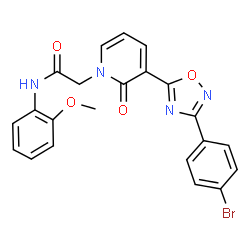 ChemSpider 2D Image | 2-{3-[3-(4-Bromophenyl)-1,2,4-oxadiazol-5-yl]-2-oxo-1(2H)-pyridinyl}-N-(2-methoxyphenyl)acetamide | C22H17BrN4O4
