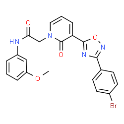 ChemSpider 2D Image | 2-{3-[3-(4-Bromophenyl)-1,2,4-oxadiazol-5-yl]-2-oxo-1(2H)-pyridinyl}-N-(3-methoxyphenyl)acetamide | C22H17BrN4O4