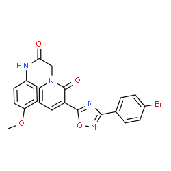 ChemSpider 2D Image | 2-{3-[3-(4-Bromophenyl)-1,2,4-oxadiazol-5-yl]-2-oxo-1(2H)-pyridinyl}-N-(4-methoxyphenyl)acetamide | C22H17BrN4O4