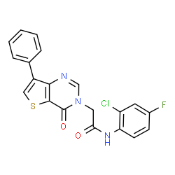 ChemSpider 2D Image | N-(2-Chloro-4-fluorophenyl)-2-(4-oxo-7-phenylthieno[3,2-d]pyrimidin-3(4H)-yl)acetamide | C20H13ClFN3O2S