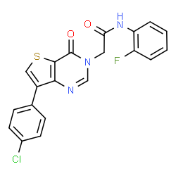 ChemSpider 2D Image | 2-[7-(4-Chlorophenyl)-4-oxothieno[3,2-d]pyrimidin-3(4H)-yl]-N-(2-fluorophenyl)acetamide | C20H13ClFN3O2S