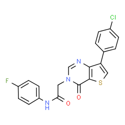 ChemSpider 2D Image | 2-[7-(4-Chlorophenyl)-4-oxothieno[3,2-d]pyrimidin-3(4H)-yl]-N-(4-fluorophenyl)acetamide | C20H13ClFN3O2S