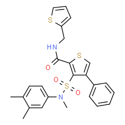 ChemSpider 2D Image | 3-[(3,4-Dimethylphenyl)(methyl)sulfamoyl]-4-phenyl-N-(2-thienylmethyl)-2-thiophenecarboxamide | C25H24N2O3S3