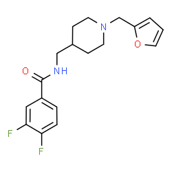 ChemSpider 2D Image | 3,4-Difluoro-N-{[1-(2-furylmethyl)-4-piperidinyl]methyl}benzamide | C18H20F2N2O2
