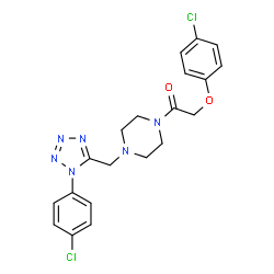 ChemSpider 2D Image | 2-(4-Chlorophenoxy)-1-(4-{[1-(4-chlorophenyl)-1H-tetrazol-5-yl]methyl}-1-piperazinyl)ethanone | C20H20Cl2N6O2
