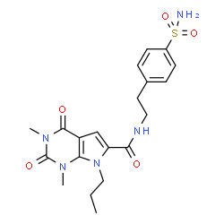 ChemSpider 2D Image | 1,3-Dimethyl-2,4-dioxo-7-propyl-N-[2-(4-sulfamoylphenyl)ethyl]-2,3,4,7-tetrahydro-1H-pyrrolo[2,3-d]pyrimidine-6-carboxamide | C20H25N5O5S